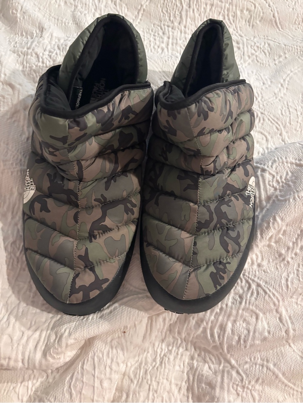 The North Face Men’s Camo Puffer Slip-On Slippers in Camo